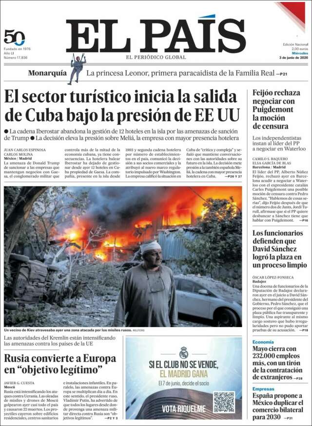 Portada de El País