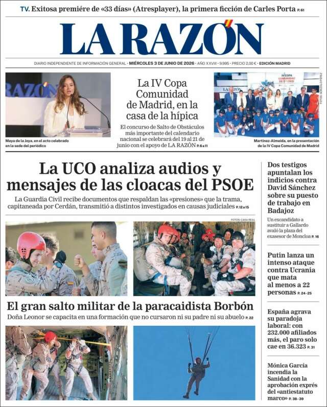 Portada de La Razón