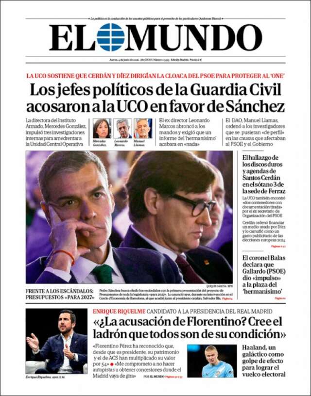 Portada de El Mundo