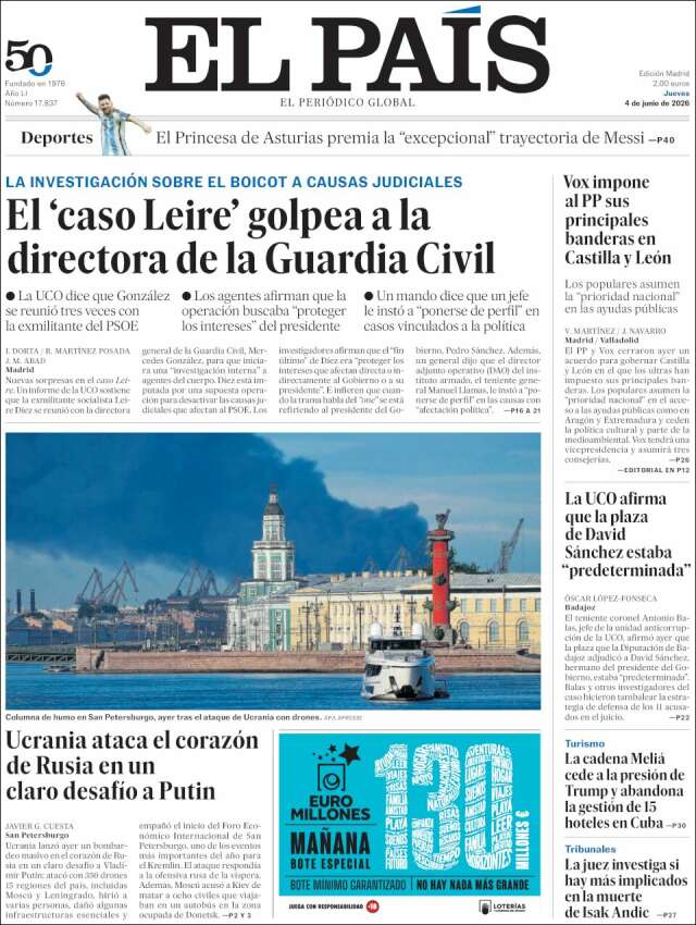 Portada de El País