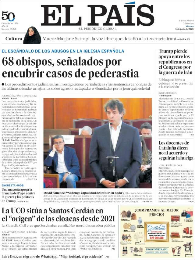 Portada de El País