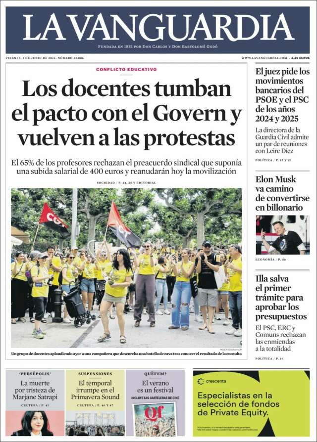 Portada de La Vanguardia