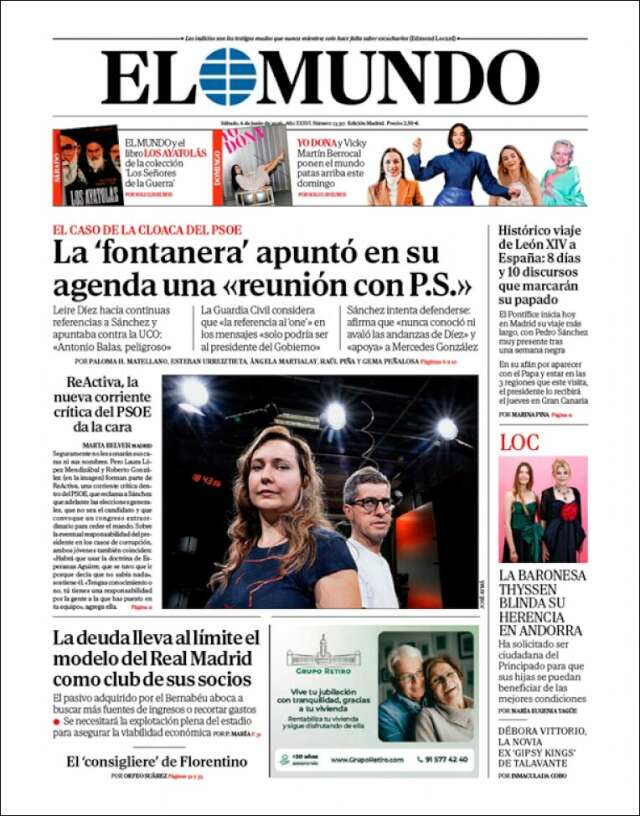 Portada de El Mundo