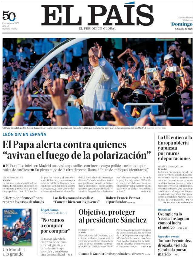 Portada de El País