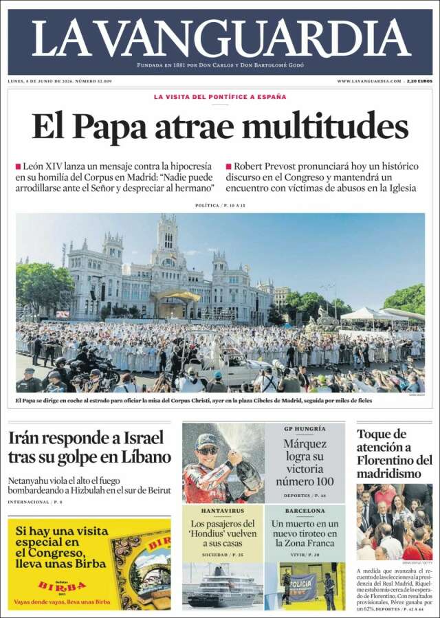 Portada de La Vanguardia