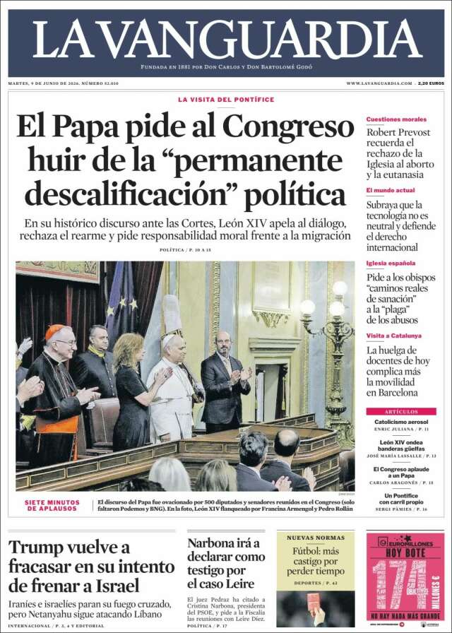 Portada de La Vanguardia