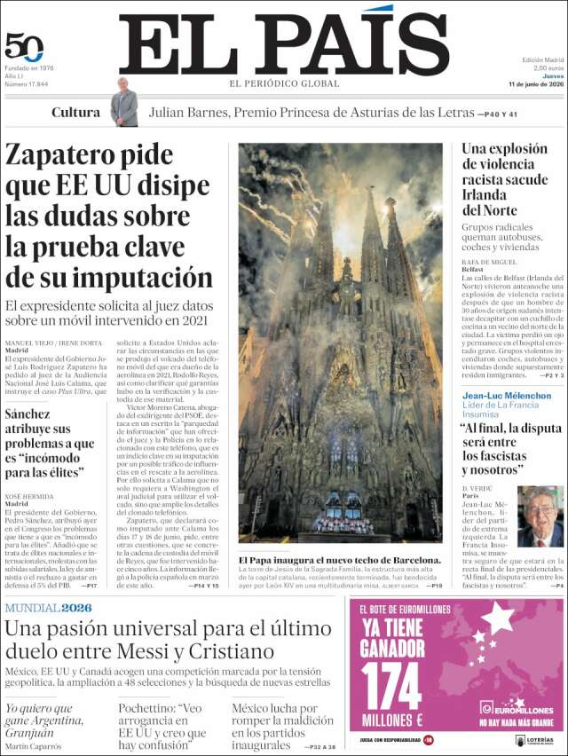 Portada de El País