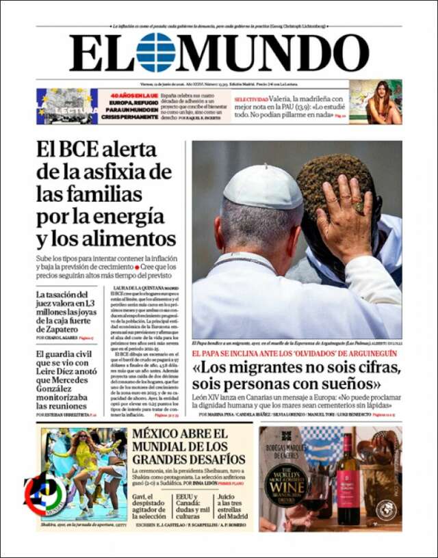 Portada de El Mundo