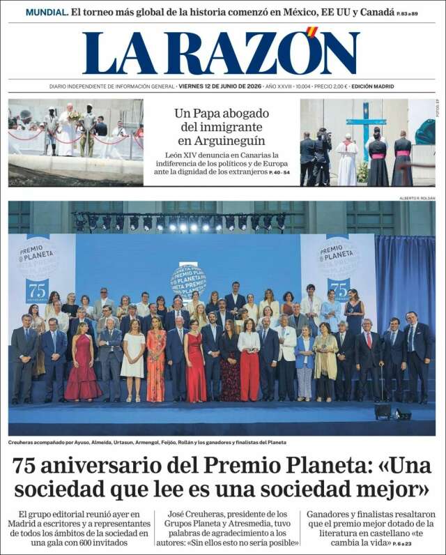 Portada de La Razón