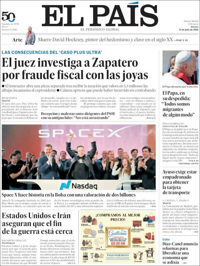 Portada de El País