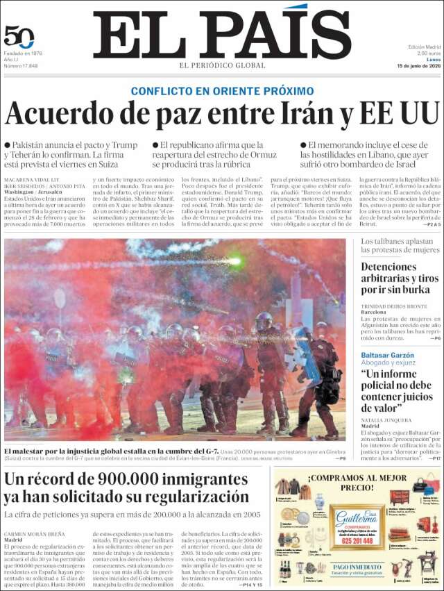 Portada de El País