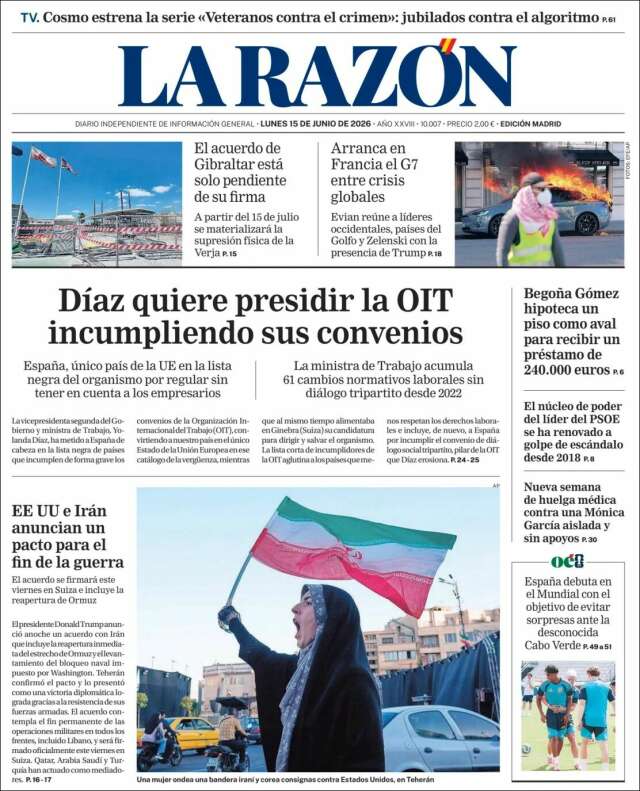 Portada de La Razón