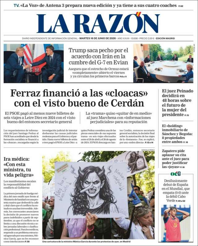 Portada de La Razón