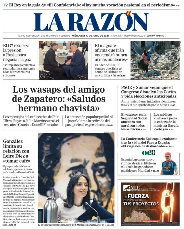 Portada de La Razón