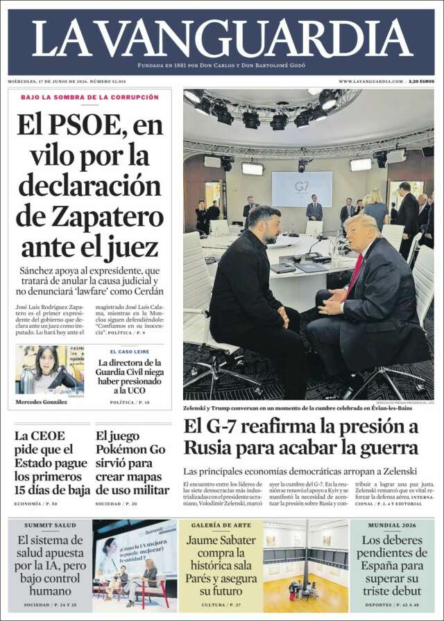 Portada de La Vanguardia