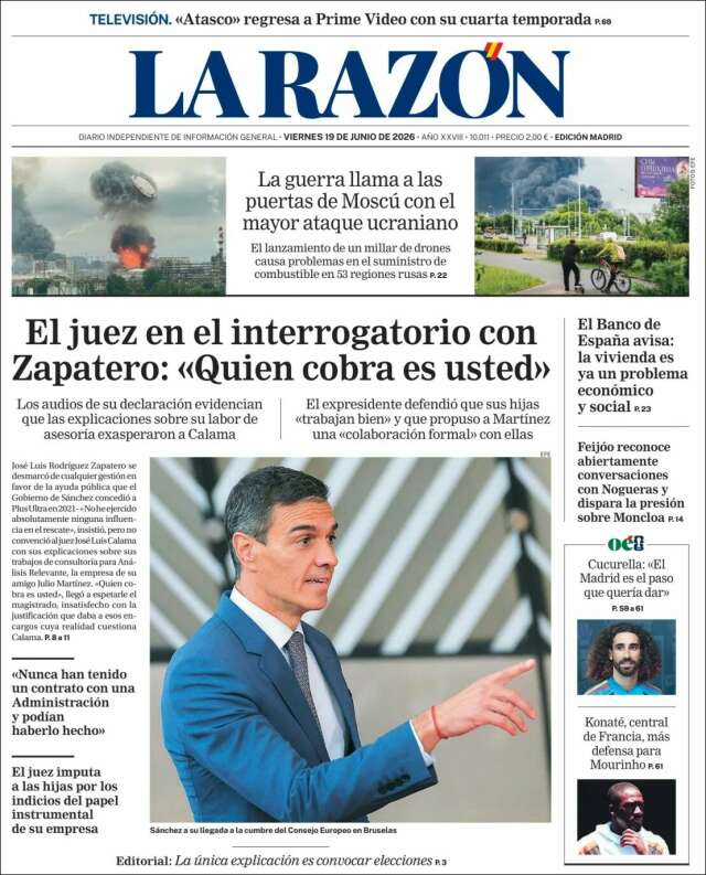 Portada de La Razón