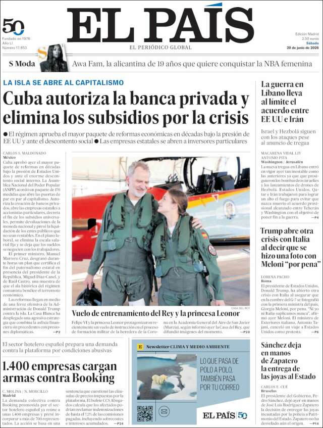 Portada de El País