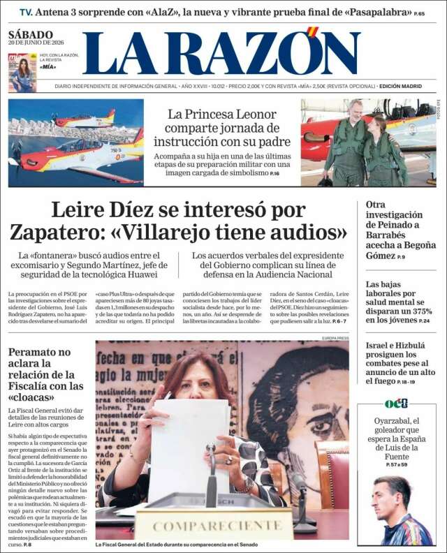 Portada de La Razón