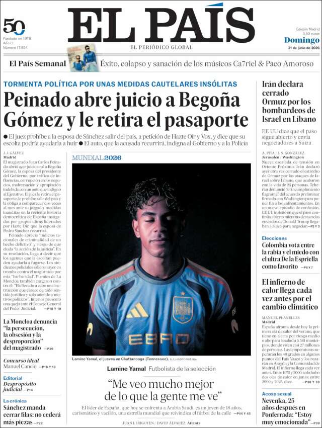 Portada de El País