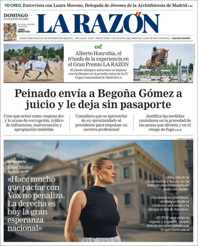 Portada de La Razón