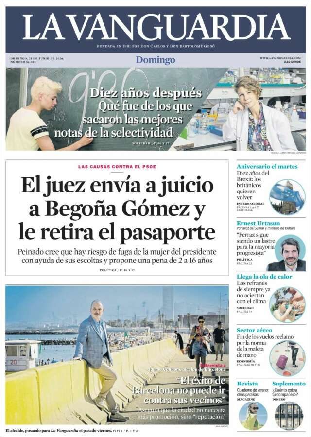Portada de La Vanguardia