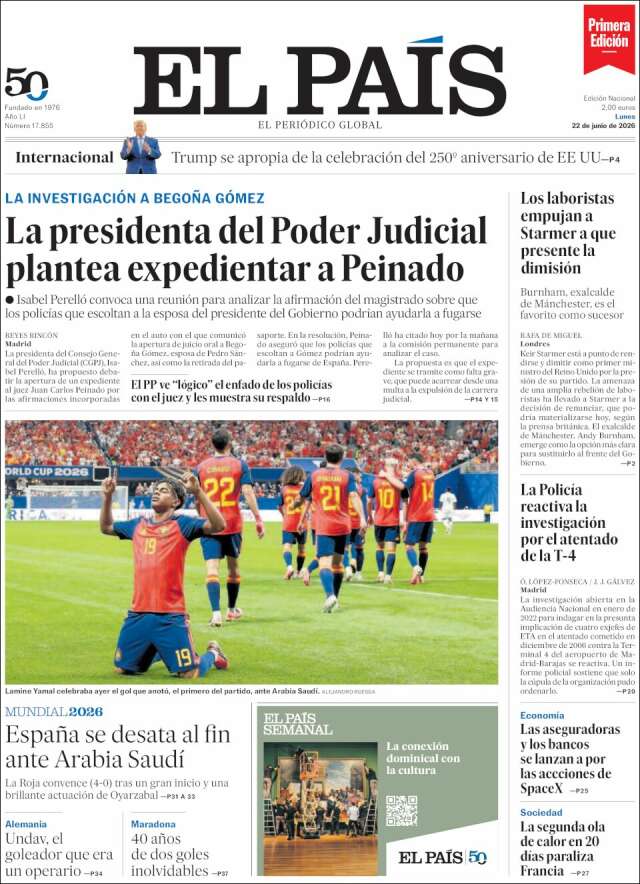 Portada de El País