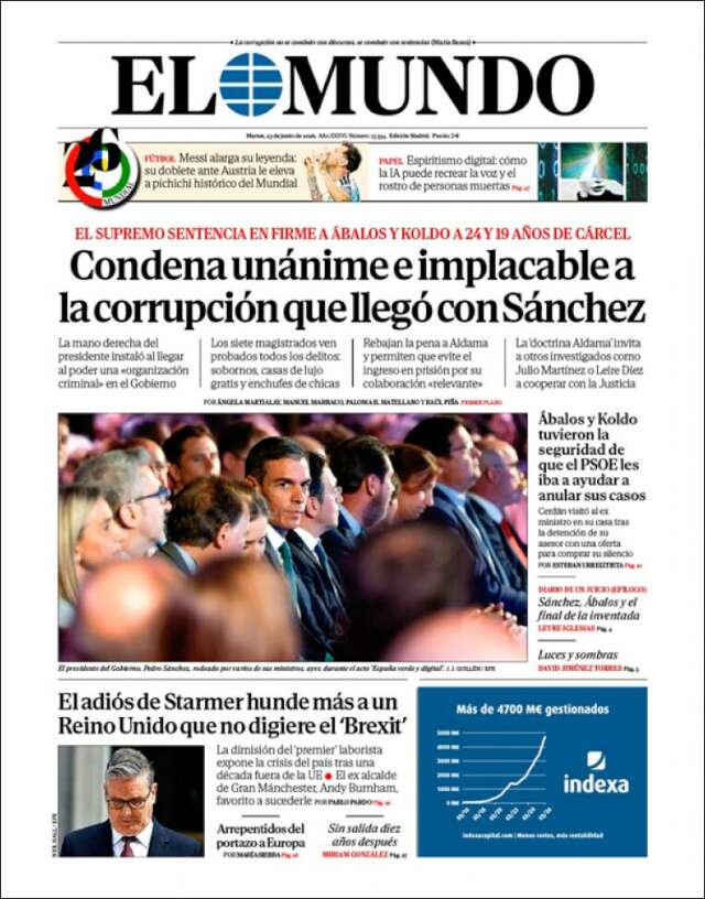 Portada de El Mundo