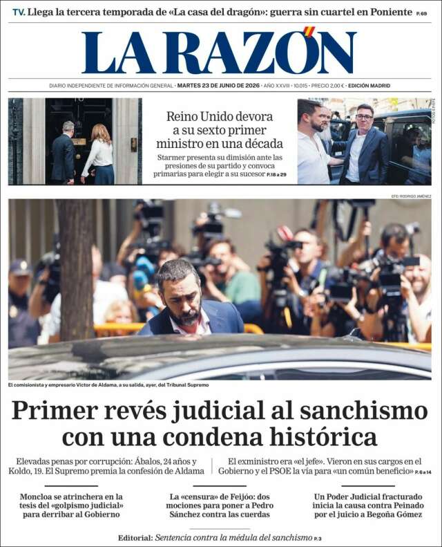 Portada de La Razón