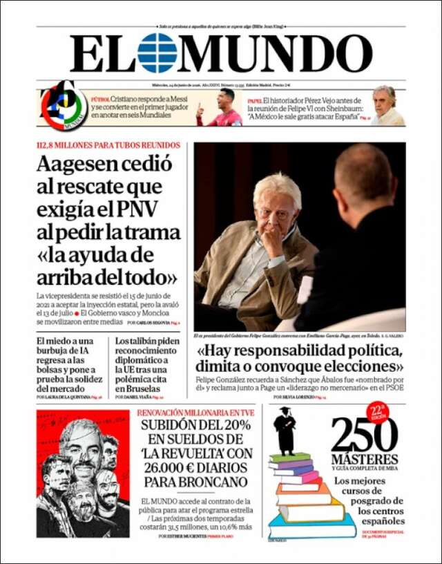 Portada de El Mundo