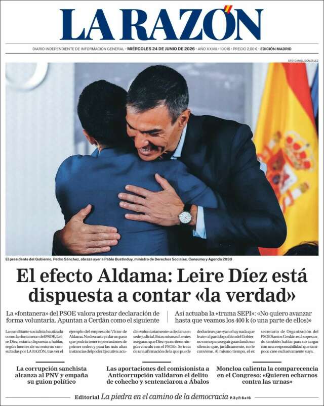 Portada de La Razón