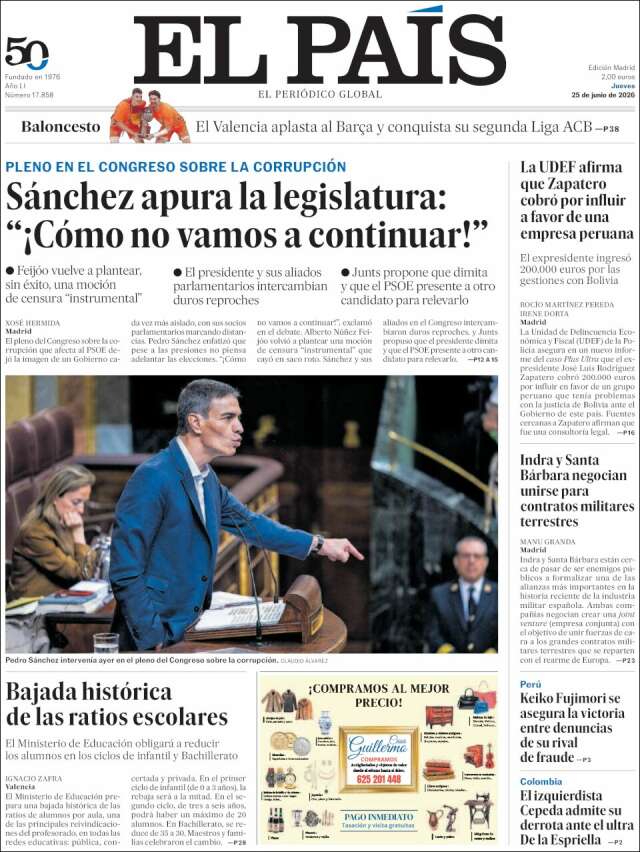 Portada de El País