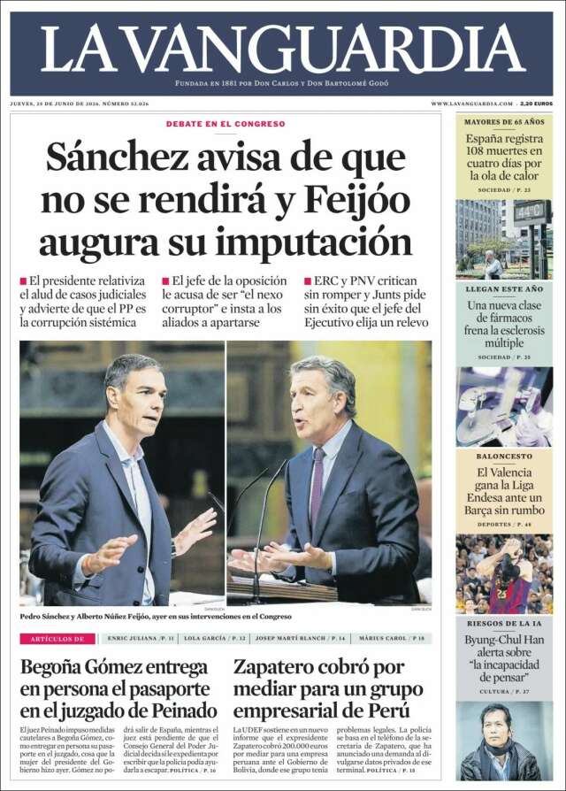Portada de La Vanguardia