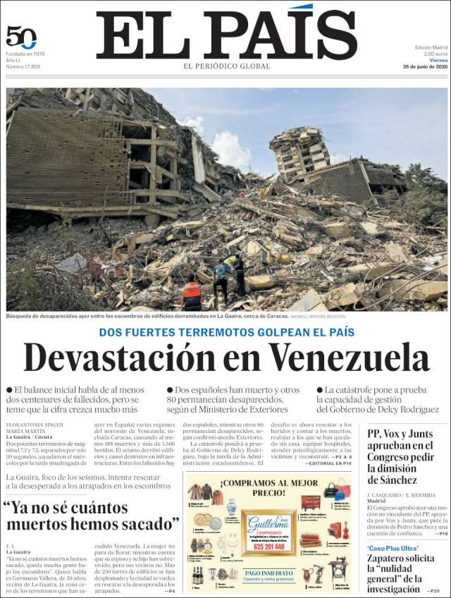 Portada de El País