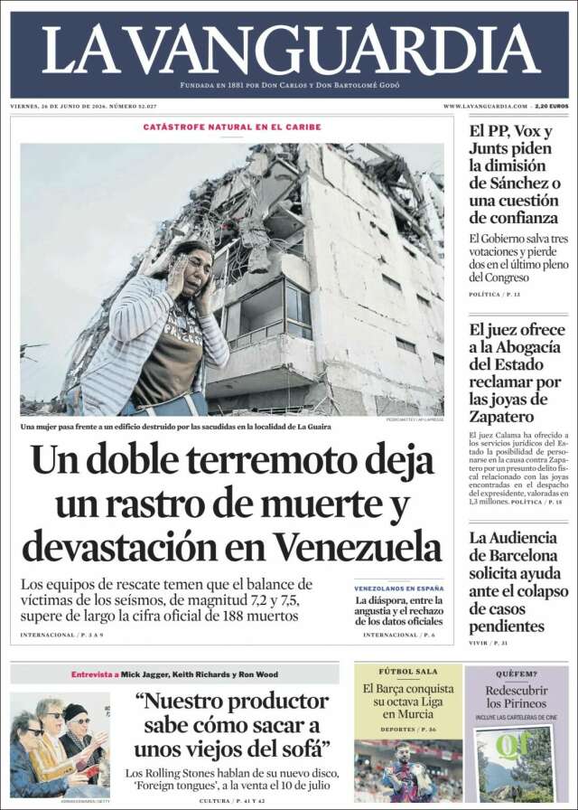 Portada de La Vanguardia