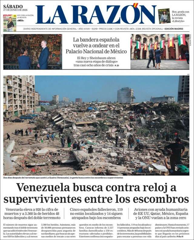 Portada de La Razón