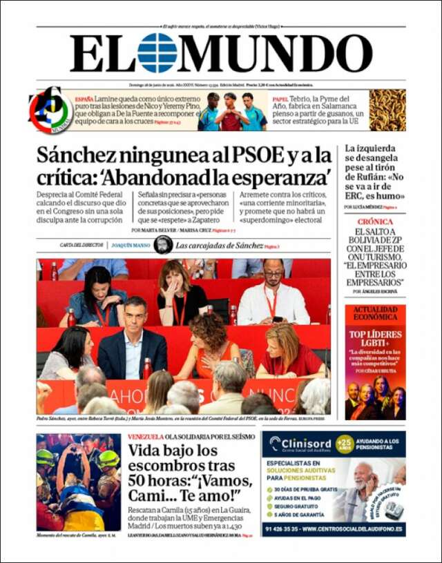 Portada de El Mundo