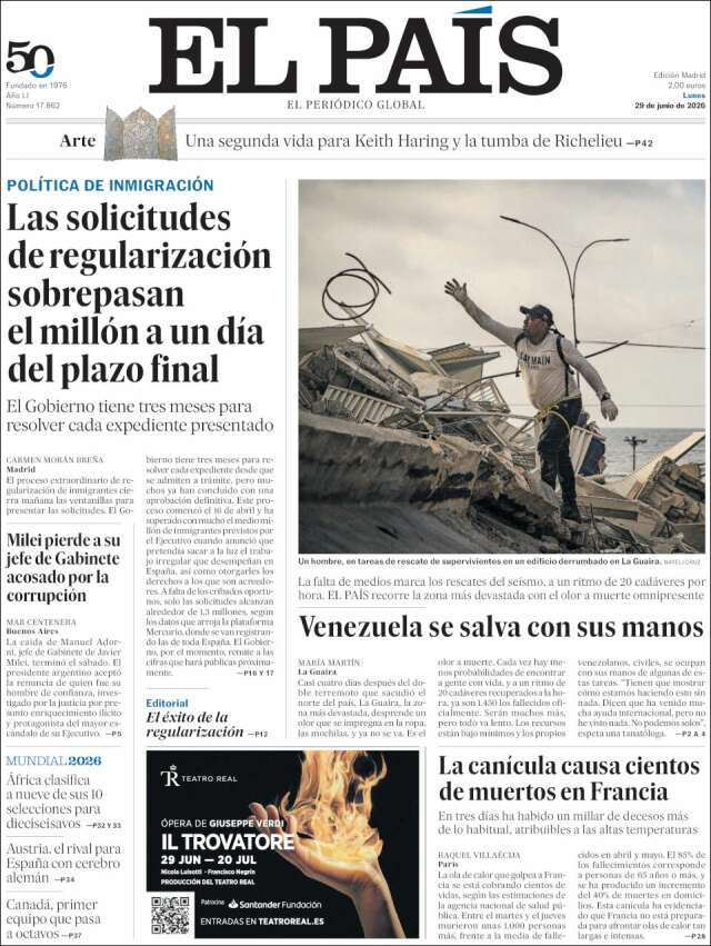 Portada de El País