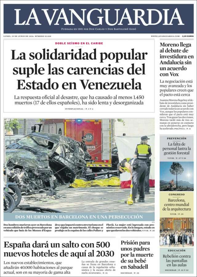 Portada de La Vanguardia
