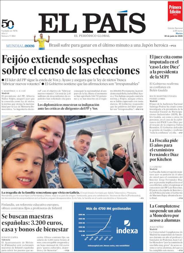 Portada de El País