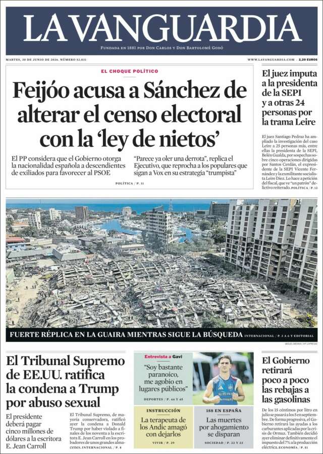 Portada de La Vanguardia