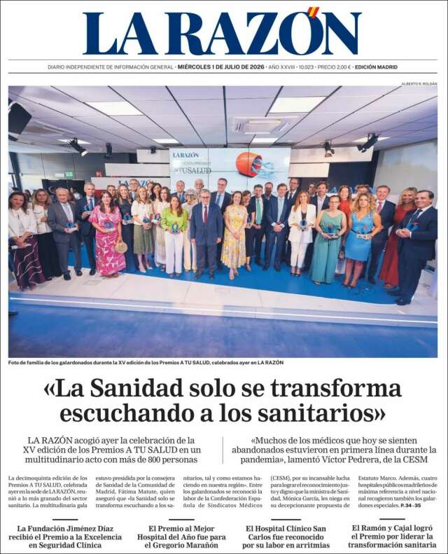 Portada de La Razón