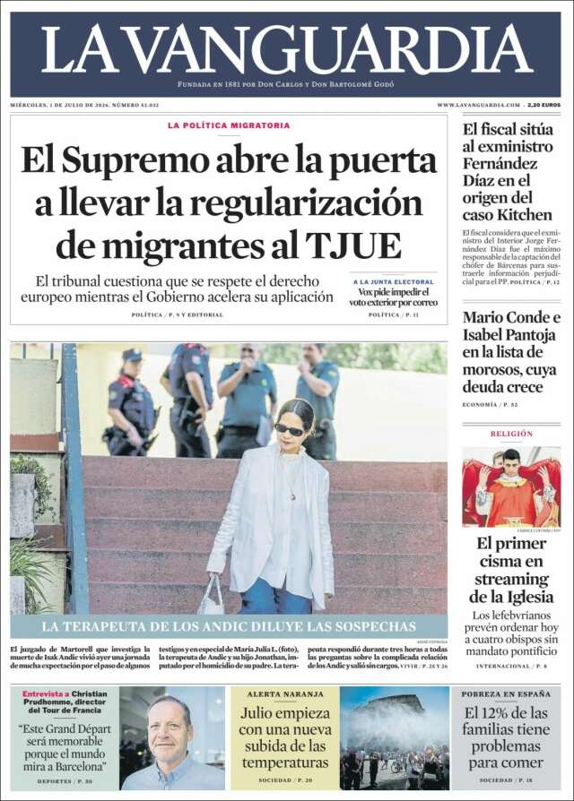 Portada de La Vanguardia