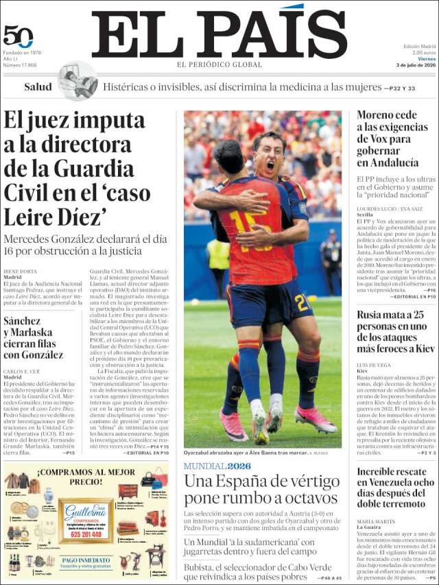 Portada de El País