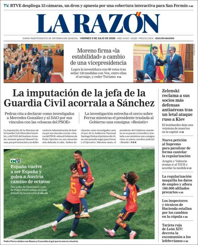 Portada de La Razón