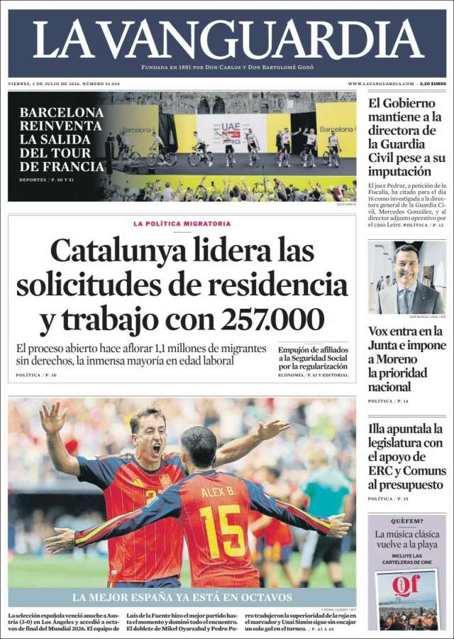 Portada de La Vanguardia