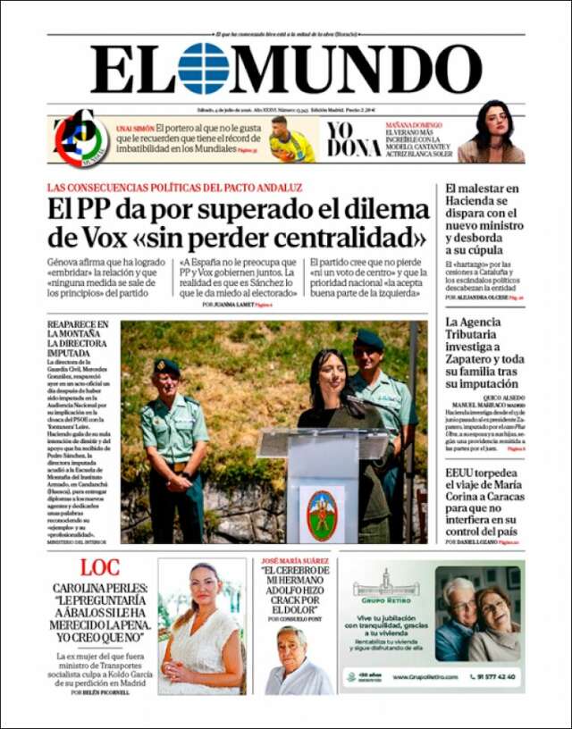 Portada de El Mundo
