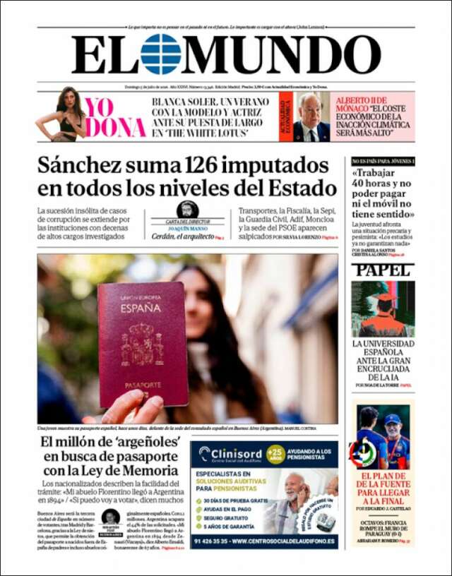 Portada de El Mundo