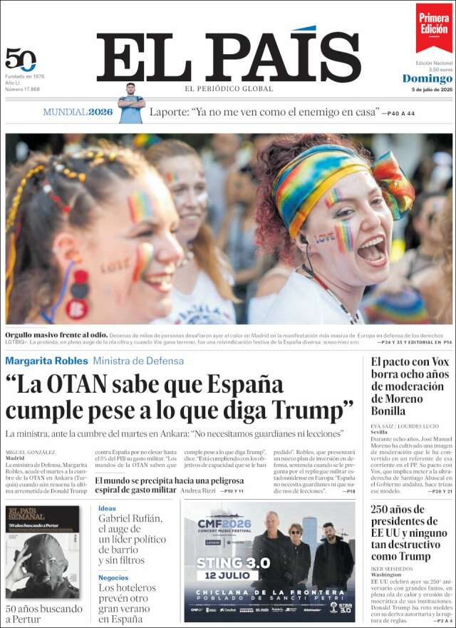 Portada de El País