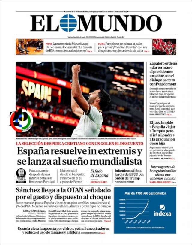 Portada de El Mundo
