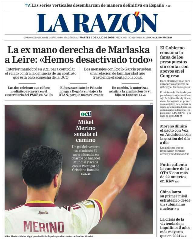 Portada de La Razón